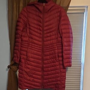 Women's LANDS END Burgandy Quilted Jacket PACKABLE